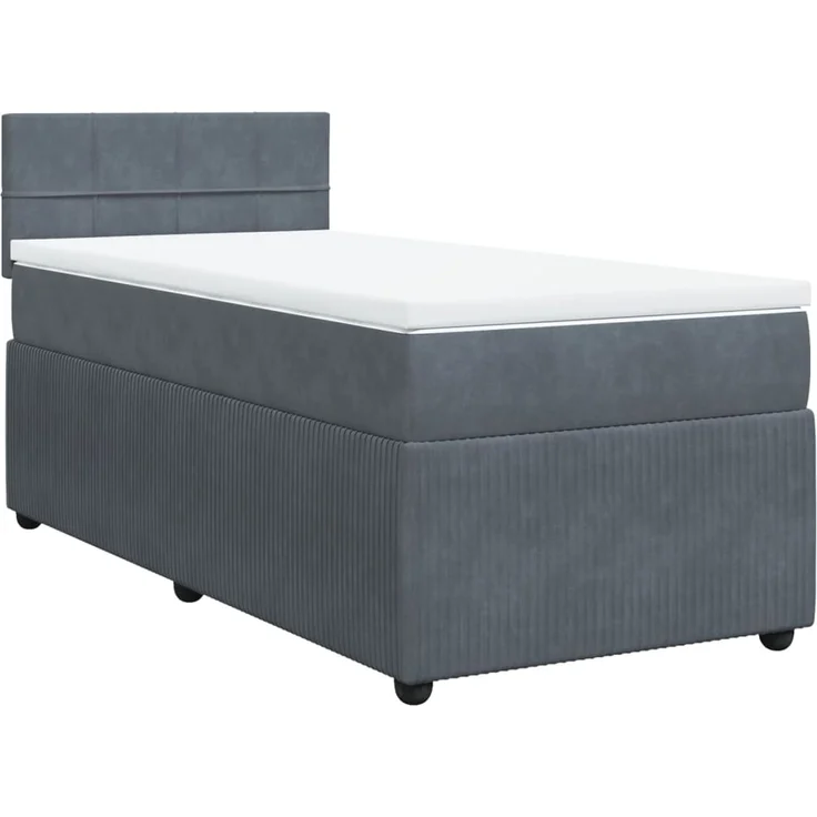 vidaXL Boxspringbett mit Matratze Dunkelgrau 80x200 cm Samt 3287591 – Bild 2