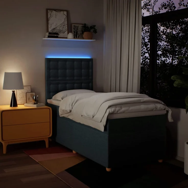vidaXL Boxspringbett mit Matratze Blau 90x200 cm Stoff 3293483 – Bild 4