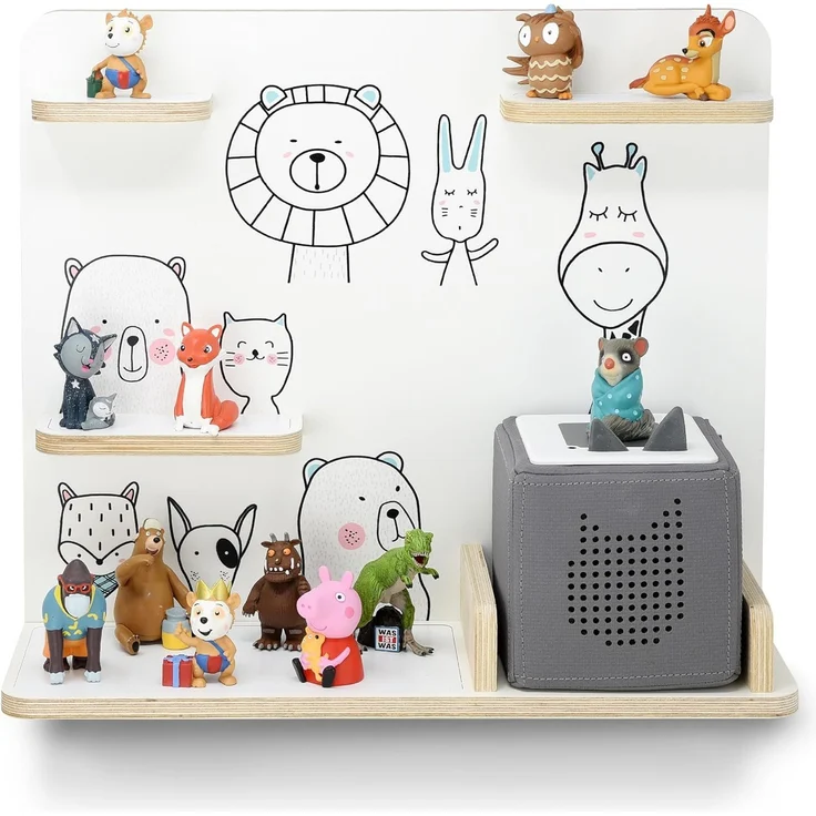 stadtecken Kinder Regal für Musikbox I Geeignet für die Toniebox und ca. 50 Tonies I Perfekte Aufbewahrung für Kinderzimmer I zum Aufstellen oder Aufhängen (Freunde, Mittel) – Bild 1