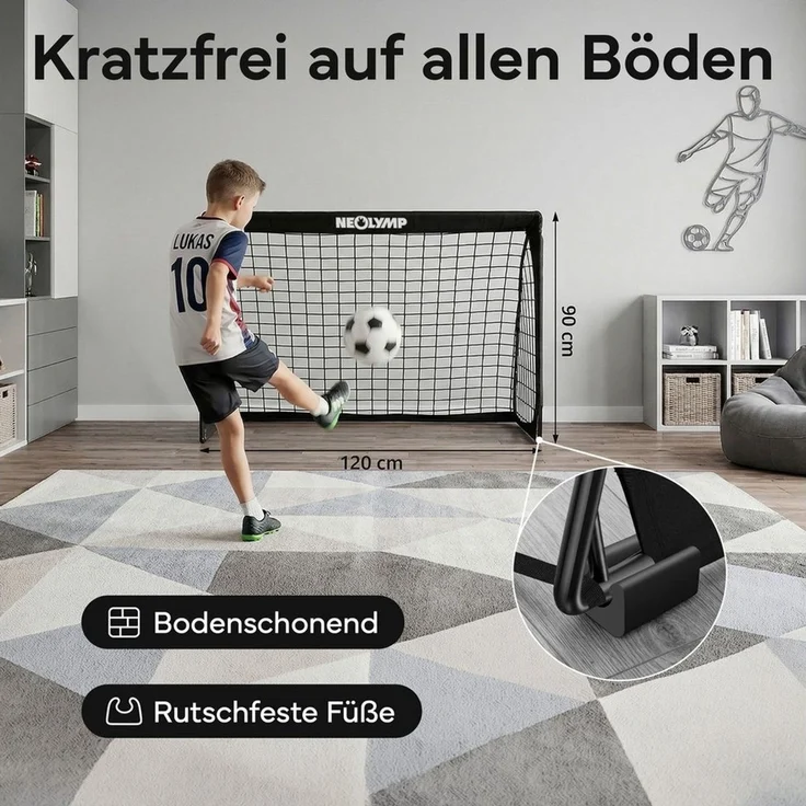 NEOLYMP Fußballtor Kinder Set – Faltbare Tore für Garten – Robuste 9 mm Fiberglas-Stangen (Ideal für Fußball-Training & Spiel Spaß - Fußball Trainingszubehör), Fußballtor mit Hütchen, Karabinern, Indoor-Füße & Tragetasche – Bild 4