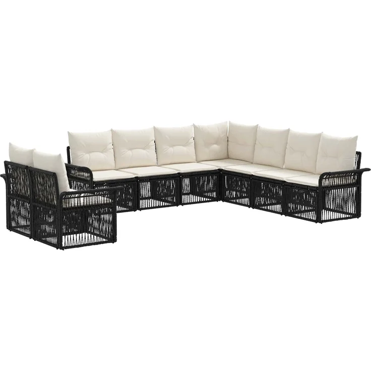 vidaXL Gartensofa-set 9 stk. 9-Sitzer Schwarz Poly-Rattan 3434869 – Bild 2
