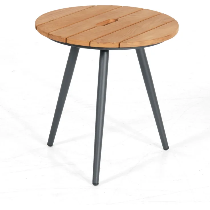 Sonnenpartner Beistelltisch Gala Ø 44 cm Aluminium/Old Teak Tisch Gartentisch