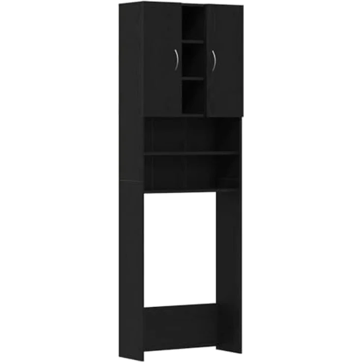 vidaXL Waschmaschinenschrank Schwarz Eichen-Optik 64x25,5x190 cm 862065 – Bild 2