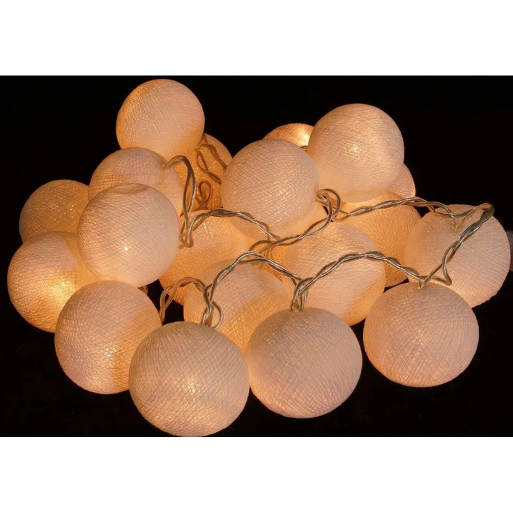 Guru-Shop LED-Lichterkette Stoff Ball Lichterkette, 20`er LED Kugel.. – Bild 4