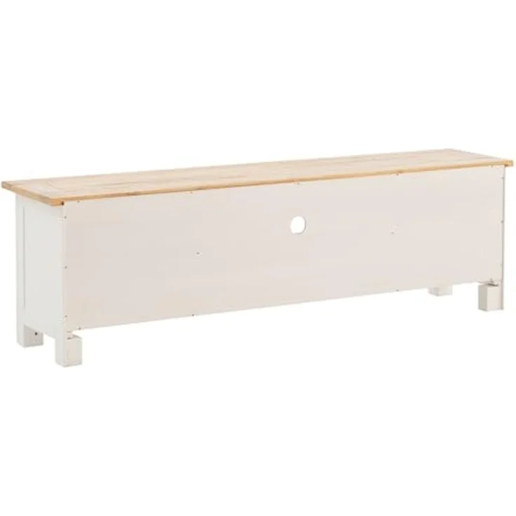 Rustikales TV-Lowboard Capera aus Massivholz Pinie 180 cm weiß braun mit Schiebetüren und Schubkästen - massivum – Bild 5