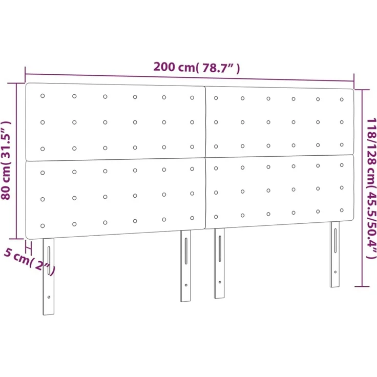 vidaXL LED Kopfteil Grau 200x5x118/128 cm Kunstleder 3122536 – Bild 6