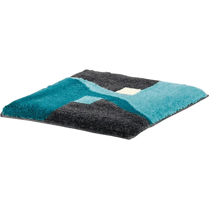 Erwin Müller WC-Vorlage ohne Ausschnitt Athen, rutschhemmend türkis Größe 50x50 cm - kuscheliger Hochflor, für Fußbodenheizung geeignet