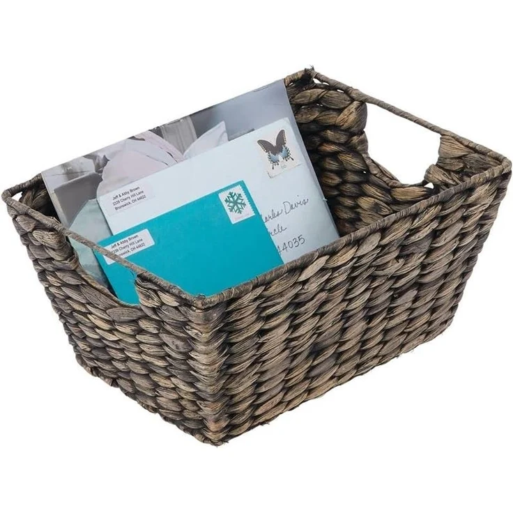 mDesign Aufbewahrungskorb Flechtkorb Wasserhyazinthe 4er Set Schwarz – Bild 7