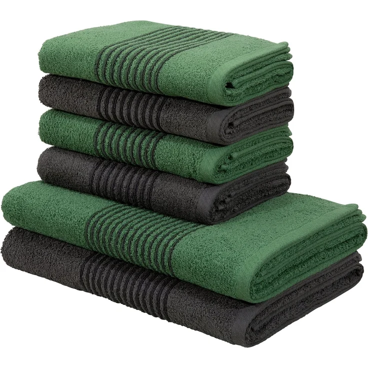 Bruno Banani Handtuch Set Jassen, Duschtücher, Handtücher, Walkfrottee (Set, 6-St), mit gestreifter Bordüre, 6 teiliges Handtücher Set aus 100% Baumwolle – Bild 1