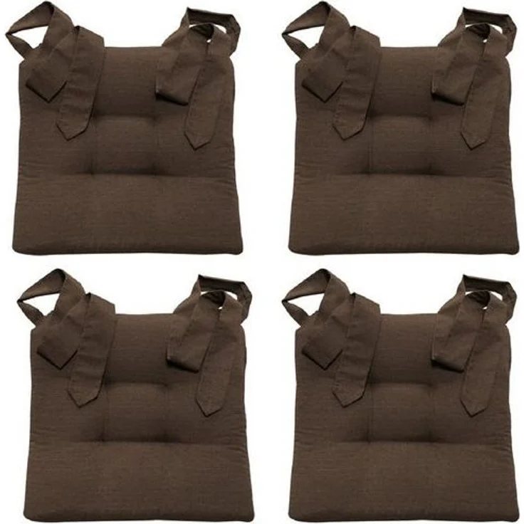 MAGMA Stuhlkissen Sitzkissen FINO Schleifenband Auflage - ca. 42cm x 46cm x 7cm - 4er Set braun – Bild 4