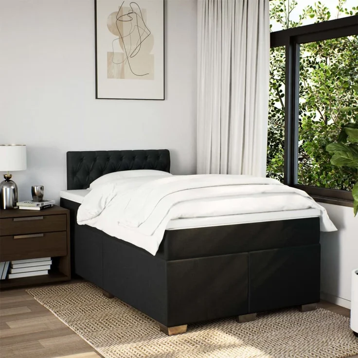 vidaXL Boxspringbett mit Matratze Schwarz 120x200 cm Stoff 3285864 – Bild 3