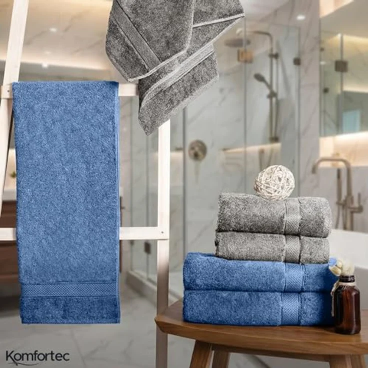 Komfortec Handtuch Set 100% Baumwolle, 4 Badetücher 70x140 und 4 Handtücher 50x100 cm, Frottee (Packung, 8-St), Badehandtuch & XXL Saunatuch, Weich, Towel, Groß – Bild 8