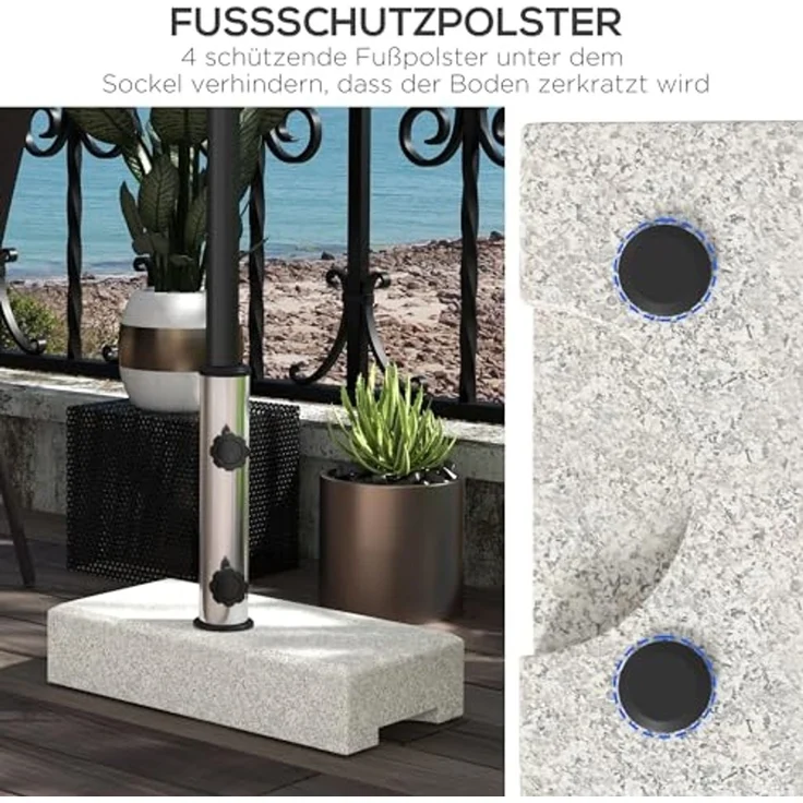 Outsunny Schirmhalter 25kg Sonnenschirmständer für Ø 32/38/48 mm Stange, für Stöcke bis Ø 48 mm, Sonnenschirmfuß, 1 tlg, Ständer für Halbrund Sonnenschirm – Bild 5