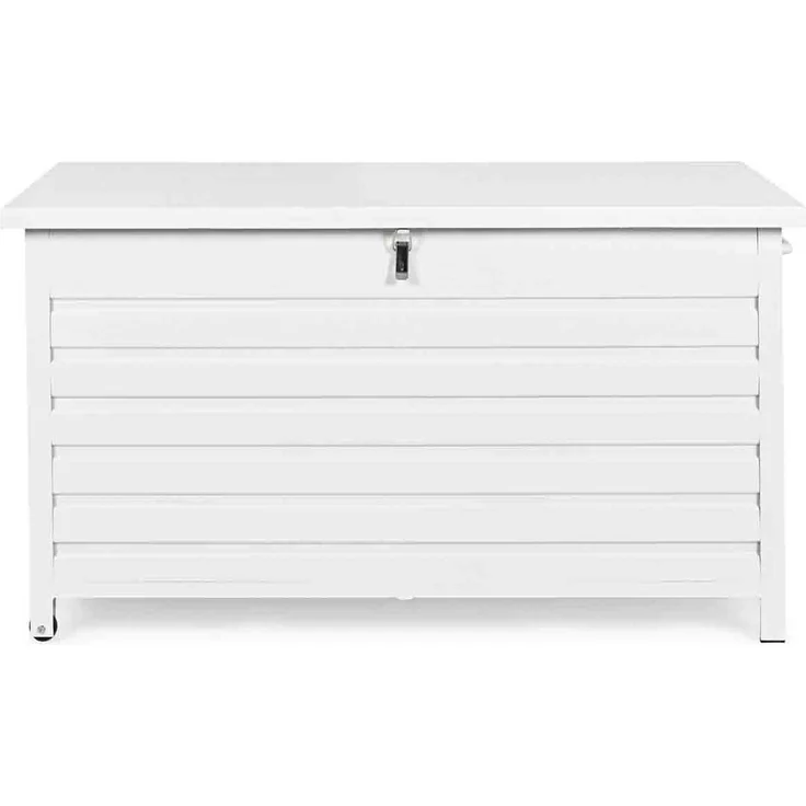 Gartentruhe Citanal aus Aluminium, modern mit Rädern und Gasdruckfeder, weiß, 141 cm – Bild 9