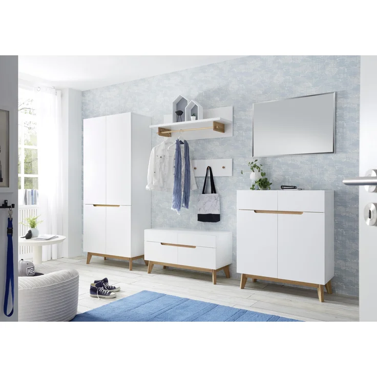 Wandpaneel >CERVO Garderobe< (BxHxT: 97x35x32 cm) in weiß - 97x35x32 (BxHxT) – Bild 2