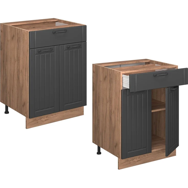 Küchenunterschrank Fame-Line Dunkelgrau 60 cm mit Schublade, ohne Arbeitsplatte Vicco – Bild 5