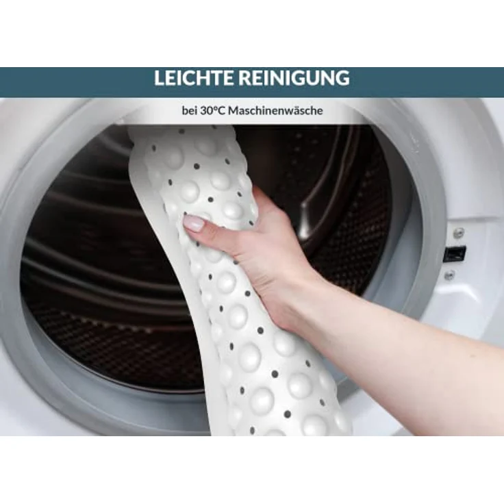 badegut Duschmatte rutschfest 53 x 53 cm, mit Abflusssieb und Klebehaken, weiß – Bild 5