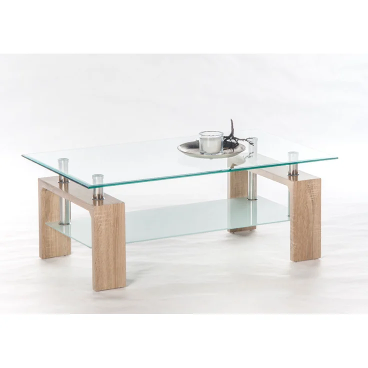 Couchtisch >Mango II< in Edelstahl/Sonoma Eiche Dekor - 100x46x60 (BxHxT)