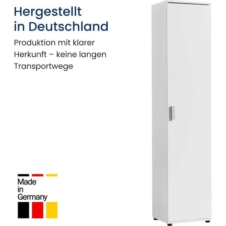 Home Collective Mehrzweckschrank Schmaler 40 cm breit mit 1 Tür & 4 Einlegeböden (Universalschrank Haushaltsschrank für Haushalt, Flur, Büro oder Schlafzimmer) 40x35x184 cm (BxTxH), Weiß – Bild 6