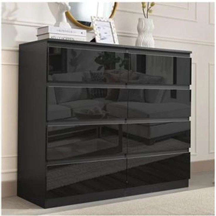 HTI-Living Kommode Sideboard Kenji 8 Schubladen Hochglanz Schwarz (Stück, 1 St, 1 Sideboard), Kommode – Bild 6