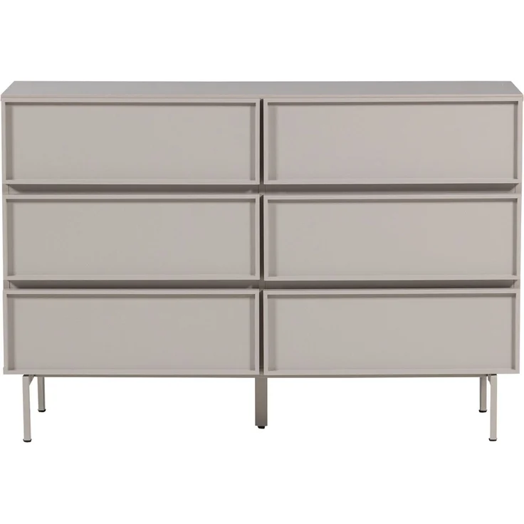 Kommode Tours aus Metall und MDF, modern mit 6 Schubladen, sandfarben, viel Stauraum, 120 x 42 x 80 cm – Bild 3