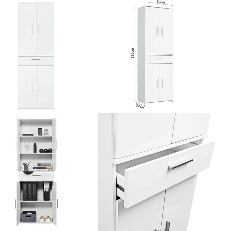 mokebo Schrank-Set Die Allzweckwaffe, (2er-Set), Stauraum-Set aus Besenschrank & Schubladenschrank in Weiß – Bild 3