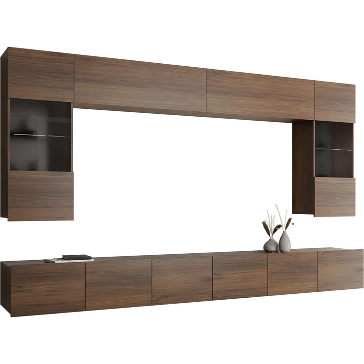 Wohnwand Calabrini I (Farbe: Nuss Warmia, ohne Beleuchtung) – Bild 1