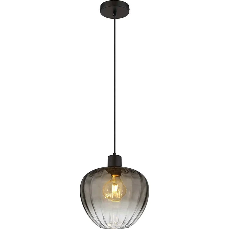 Hängeleuchte, Glas, rauch, schwarz, H 120 cm – Bild 1