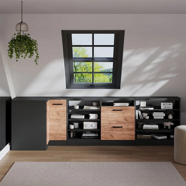 Dachschrägenschrank Eckschrank Rion Goldkraft Eiche 75.6 x 81.6 cm mit 1 Tür, Schrankkorpus 60 cm Tiefe Vicco – Bild 3