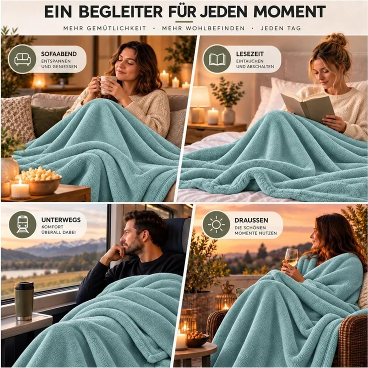 Wohndecke Kuscheldecke 260 g/m², flauschige Wohndecke, Fleecedecke, Oeko-Tex, Komfortec – Bild 3