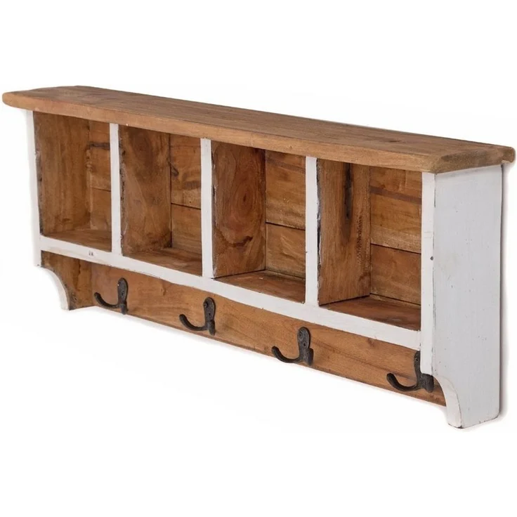 DESIGN DELIGHTS Wandgarderobe RUSTIKALE WANDGARDEROBE mit Fächern "VINTAGE 70", 70x27x11cm(BxHxT) – Bild 2