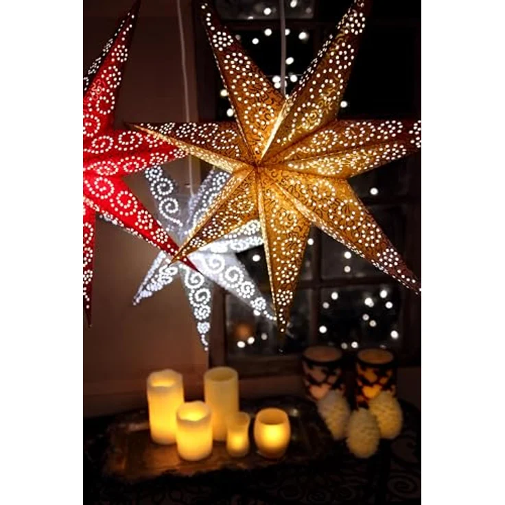 Papierstern mit Licht 'Antique' 60x60 cm,1 St. – Bild 5