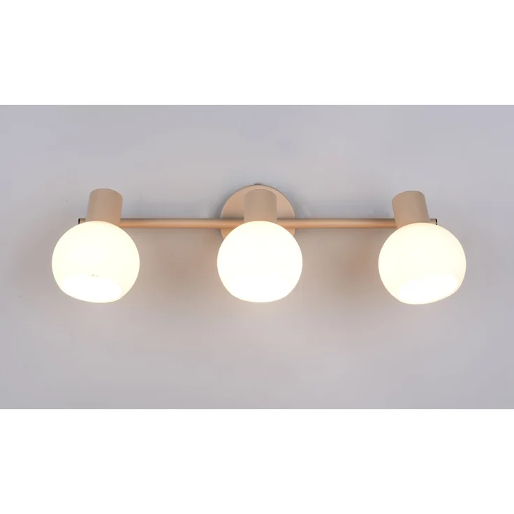 Deckenstrahler BOBA 3-flammig aus Metall in Beige mit Glasschirmen, Breite 45cm – Bild 5