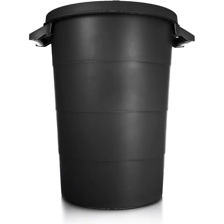 BigDean wetterfeste Universaltonne mit Deckel und 2 stabilen Tragegriffen 80 Liter SCHWARZ - Regentonne Mülleimer - Indoor und Outdoor geeignet - Made in Europe
