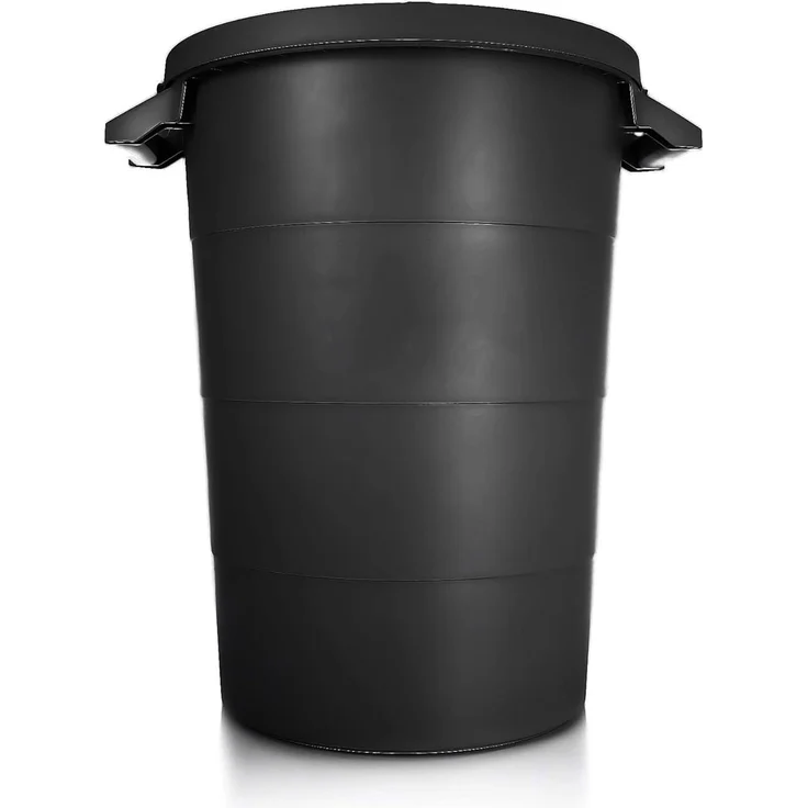 BigDean wetterfeste Universaltonne mit Deckel und 2 stabilen Tragegriffen 80 Liter SCHWARZ - Regentonne Mülleimer - Indoor und Outdoor geeignet - Made in Europe – Bild 1
