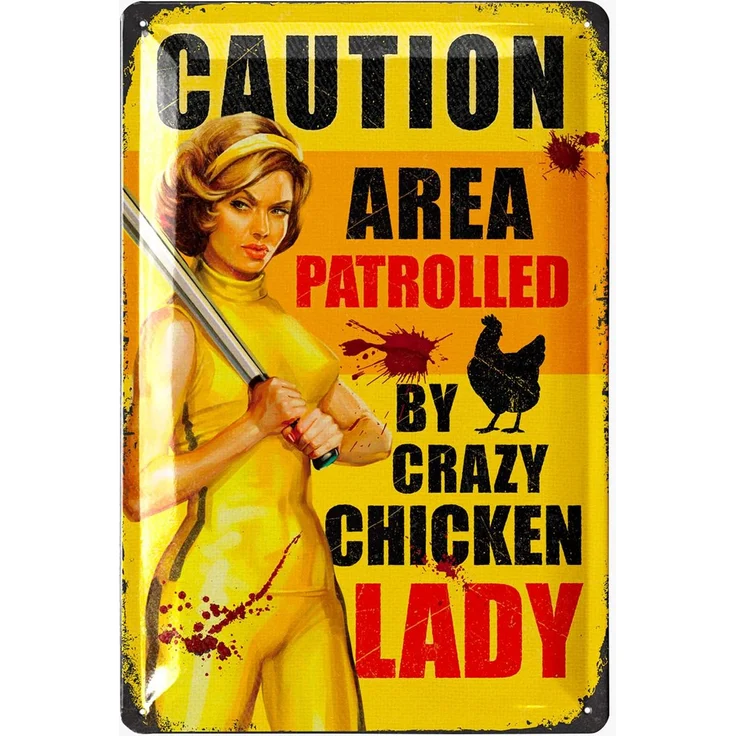 LANOLU Blechschild Crazy Chicken Lady 20x30cm – Metall – Mehrfarbig – 20312 – Bild 1