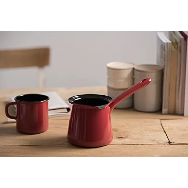 Riess Topf Becher mit Bördel Classic Color Rot Ø8cm 3/8 Liter – Bild 3