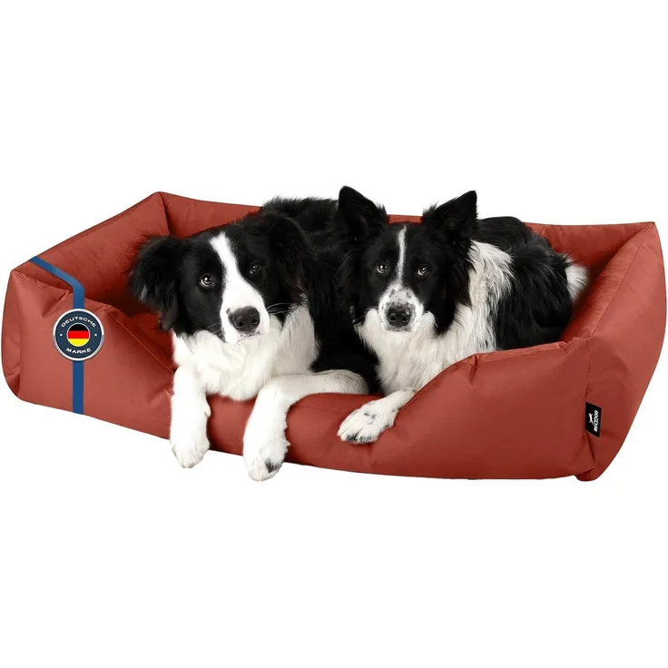 BedDog Hundebett ZARA, Hundekissen mit abziehbaren waschbaren Bezug, Hundekorb, Hundesofa, für kleine, große, mittel-große Hunde (XXL) ca. 120x85x23cm, HAZELNUT (ziegel)