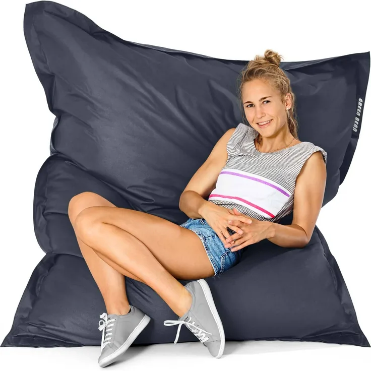 Green Bean® Sitzsack, waschbar, Polyester-PVC-Stoff, Stahlgrau, 140x180 cm, 380 Liter
