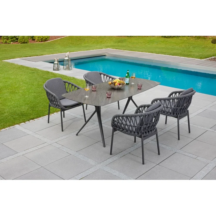 Gartenstuhl Balu Armlehnenstuhl mit Sitz- und Rückenkissen Anthrazit – Bild 6