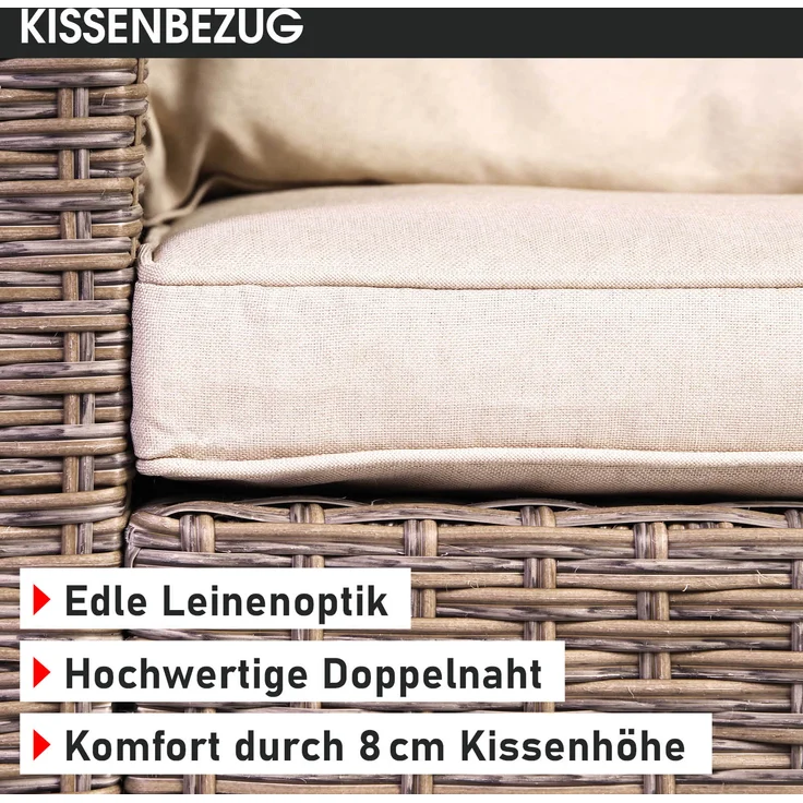 BRAST 'Hacienda' Gartenmöbel Set mit Kissen & Abdeckung, 10 Personen, Braun / Beige – Bild 9