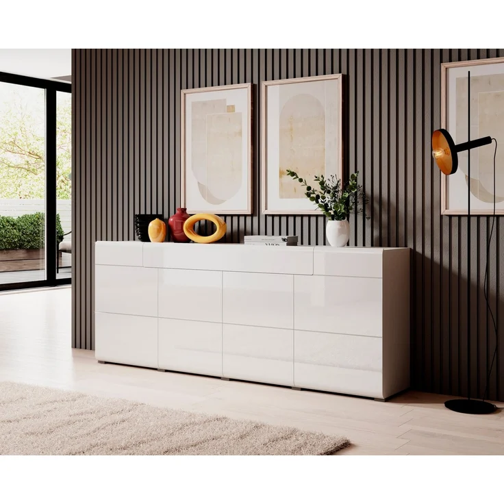 INOSIGN Sideboard Toledo,Breite 208cm,moderne Kommode mit dekorative Fräsungen,grifflos, Kombikommode mit viel Stauraum, Einlegeböden verstellbar – Bild 3