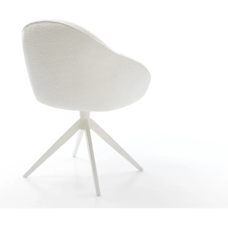 Drehstuhl Gaio-Flex Bouclé Soft Beige Kreuzgestell breit Weiß 360° drehbar Wippfunktion – Bild 5