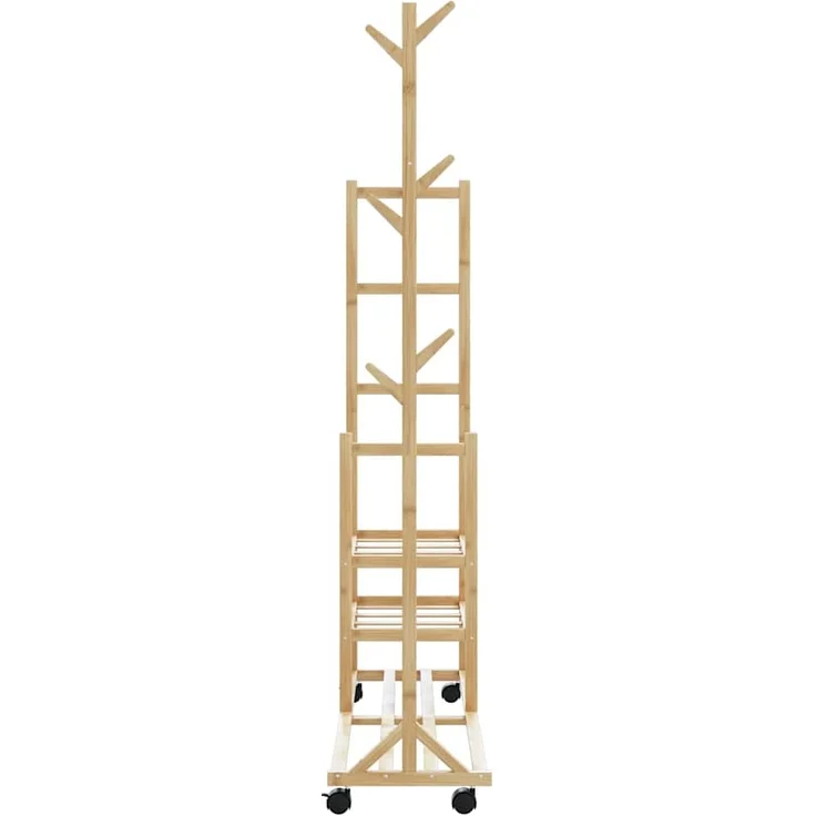 vidaXL Kleiderständer mit Ablagen und Rollen 100x38x175,5 cm Bambus 4008919 – Bild 4