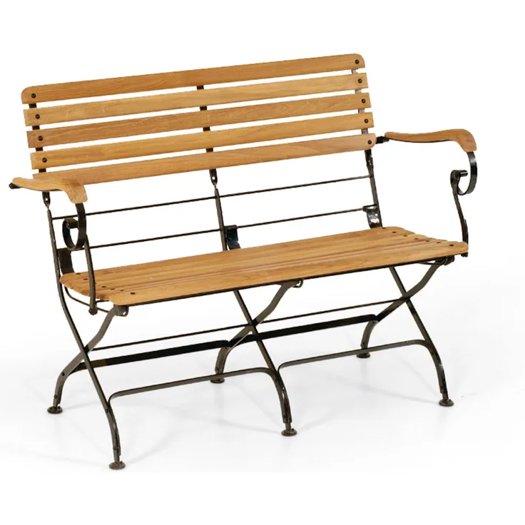Sonnenpartner Klappbank Oxford Teakholz und Eisen schwarz Gartenbank klappbar