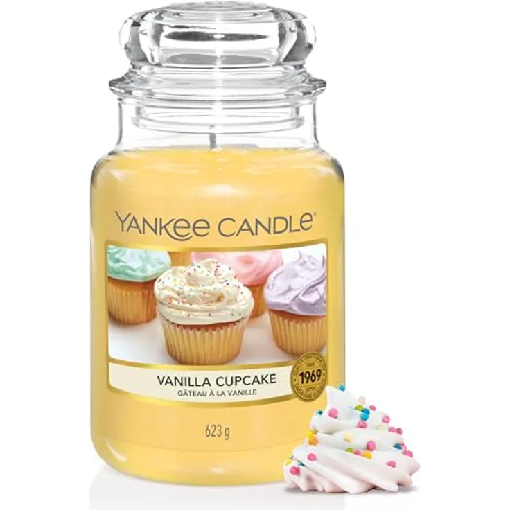 Yankee Candle Duftkerze im Glas (groß) | Vanilla Cupcake | Kerze mit langer Brenndauer bis zu 150 Stunden | Perfekte Geschenke für Frauen