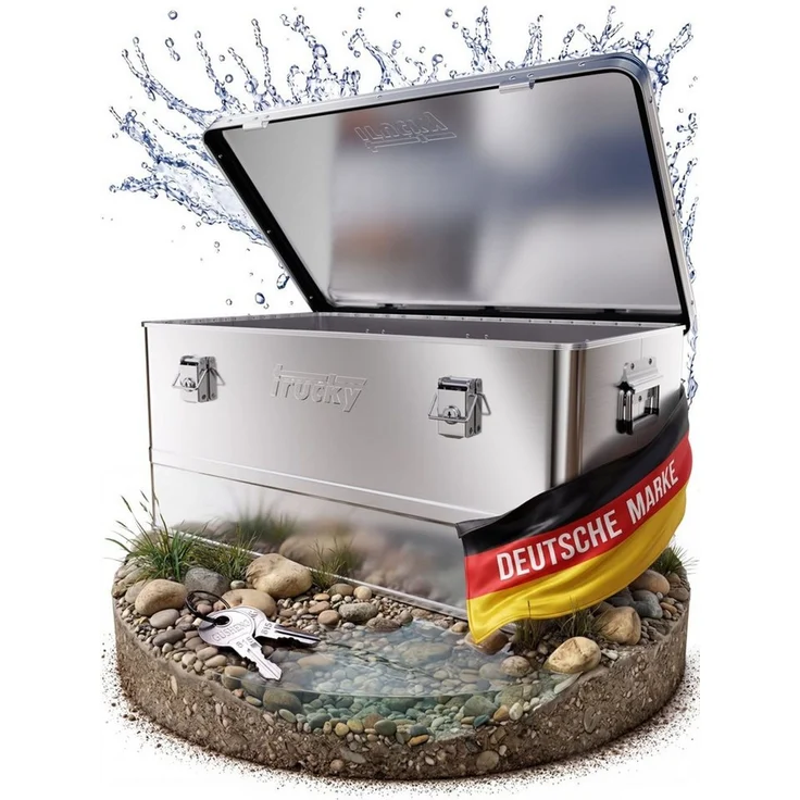Trucky Allzweckkiste Aluminium Box mit Deckel Silber Alukiste Alu Kiste Abschliessbar – Bild 2