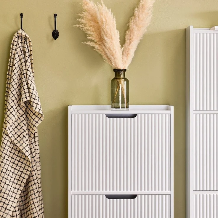 SoBuy FSR177-W Schuhschrank, MDF, Lackiert, Weiß, 50 x 90 x 19 cm – Bild 5