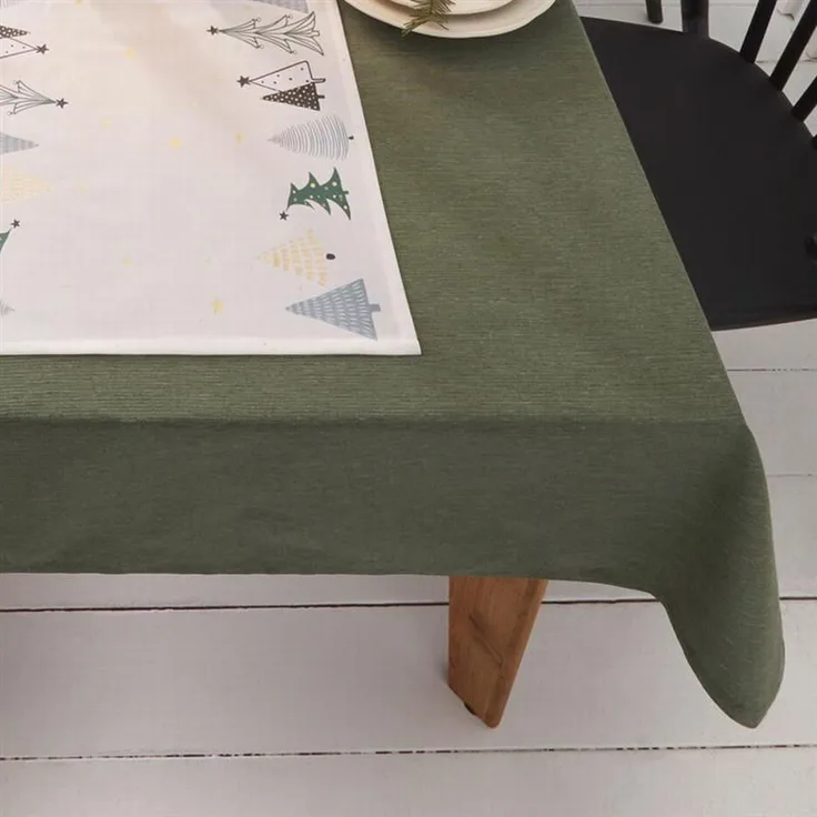 Tafeldecke "Waldgrün" Polyester / Baumwolle Mischung, grün, 135 x 240 cm, Tischdecke, Tischtuch