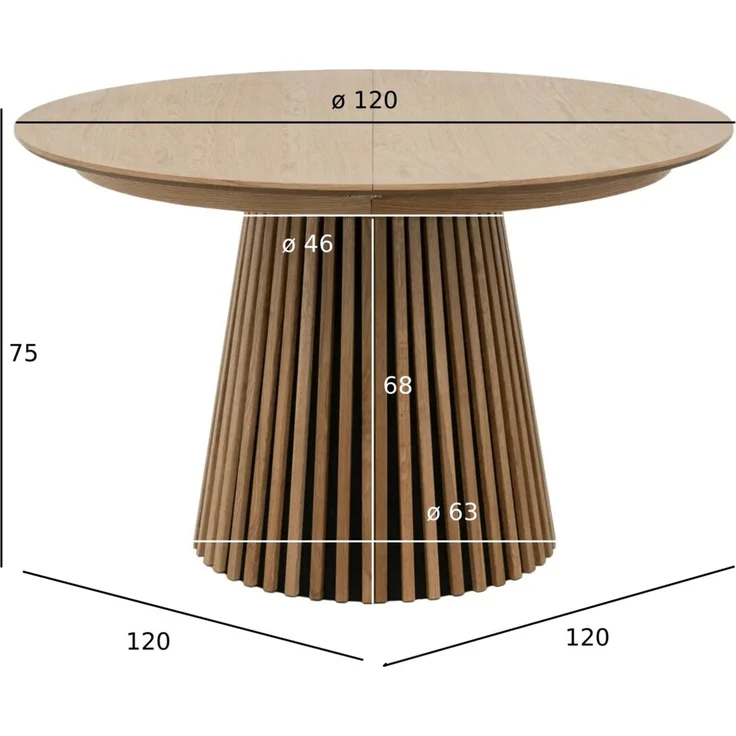 Esstisch Gobens Ausziehbar Ø120-220 cm Eiche Natur - Flexibler Holztisch – Bild 3